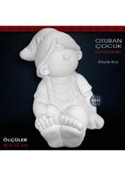 Oturan Çocuk Heykeli Büyük Boy (40x32 cm) Ham Polyester - Tual Hobi Sanat (1)