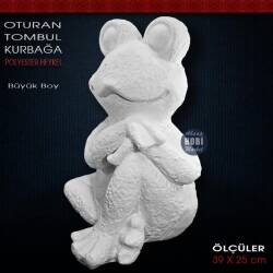 Oturan Tombul Kurbağa Heykeli (39x25 cm) Ham Polyester - Tual Hobi Sanat