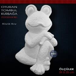 Oturan Tombul Kurbağa Heykeli (39x25 cm) Ham Polyester - Tual Hobi Sanat (1)