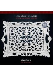 Oymalı Klasik Tepsi 35x25 cm Ham Polyester - Tual Hobi Sanat