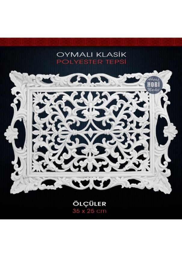 Oymalı Klasik Tepsi 35x25 cm Ham Polyester - 1