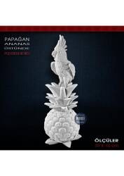 Papağan Biblo Heykel Ananas Üstünde (39x16 cm) Ham Polyester - Tual Hobi Sanat