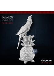 Papağan Biblo Heykel Ananas Üstünde (39x16 cm) Ham Polyester - Tual Hobi Sanat (1)