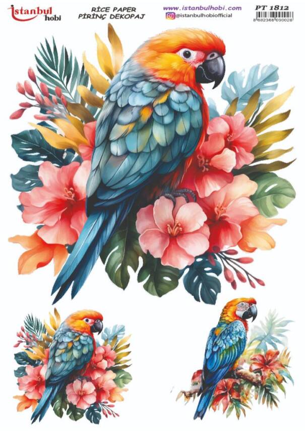 Papağan Çiçek Desenli Pirinç Dekopaj Model : PT 1812 - 1