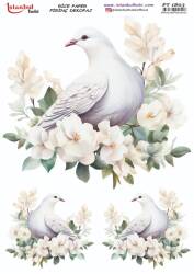 Papağan Çiçek Desenli Pirinç Dekopaj Model : PT 1813 - Tual Hobi Craft İst