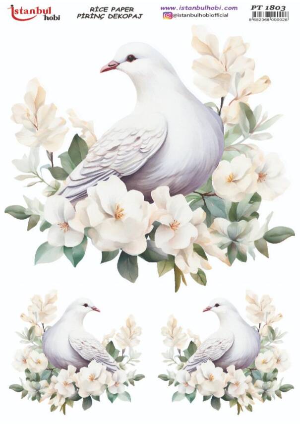 Papağan Çiçek Desenli Pirinç Dekopaj Model : PT 1813 - 1