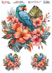 Papağan Çiçek Desenli Pirinç Dekopaj Model : PT 1821 - Tual Hobi Craft İst