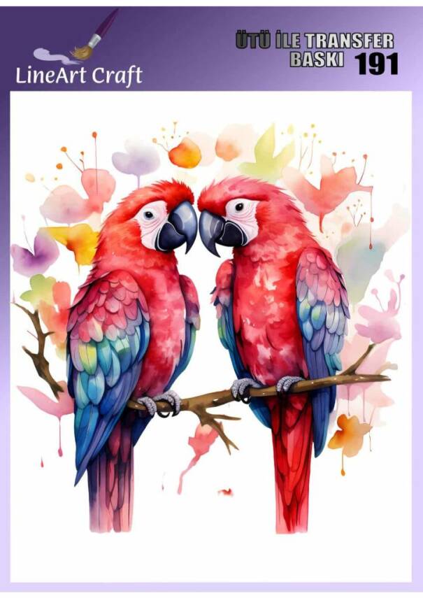 Papağan Desenli Kumaş Transfer Kağıdı LNT-K191 (20x20 cm) - 1