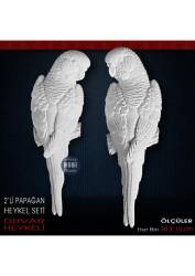 Papağan Duvar Heykel Seti (2 Parça) Ham Polyester - Tual Hobi Sanat