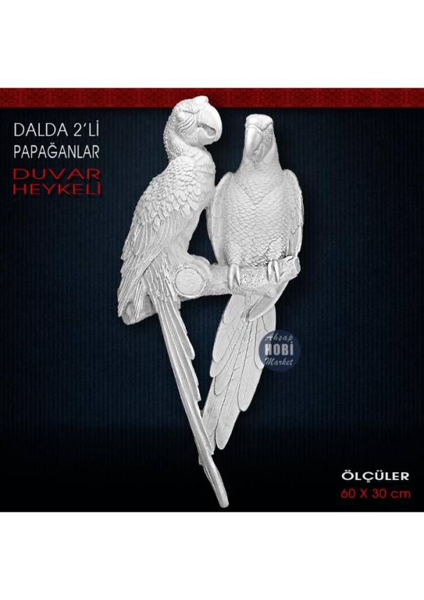 Papağanlar Duvar Heykeli Dev Boy (60x30 cm) Ham Polyester - 1