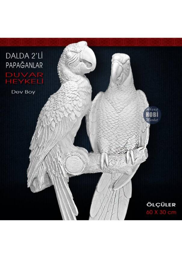 Papağanlar Duvar Heykeli Dev Boy (60x30 cm) Ham Polyester - 2