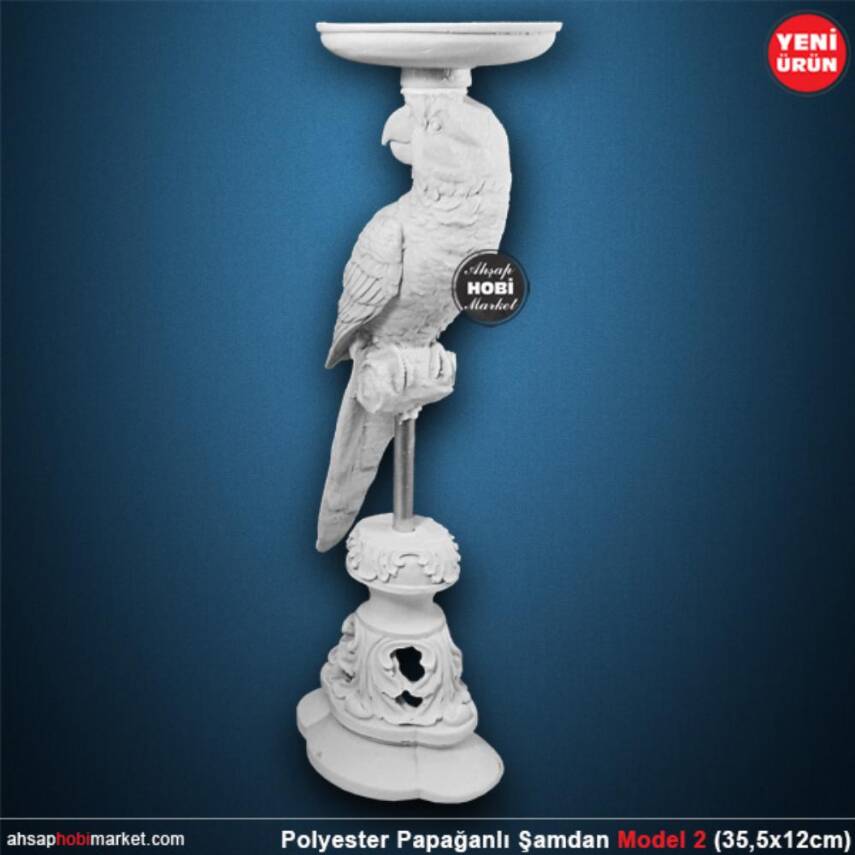 Papağanlı Şamdan Mumluk (36x12 cm) Ham Polyester - 2