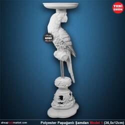 Papağanlı Şamdan Mumluk (36x12 cm) Ham Polyester - 3