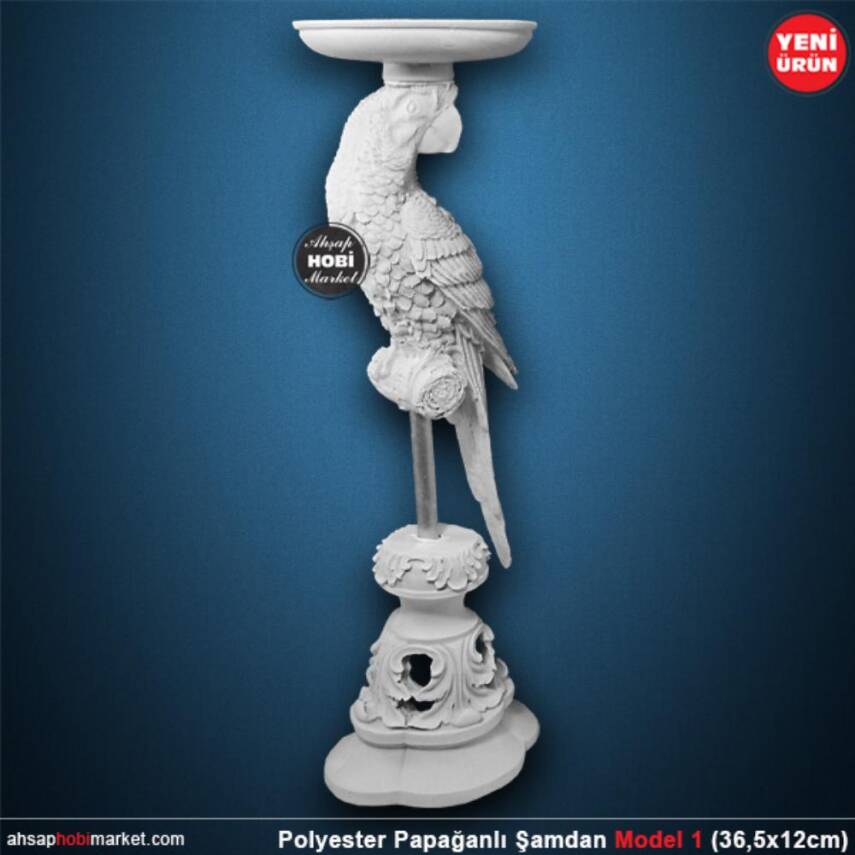 Papağanlı Şamdan Mumluk (36x12 cm) Ham Polyester - 3