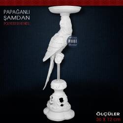 Papağanlı Şamdan Mumluk (36x12 cm) Ham Polyester - 4