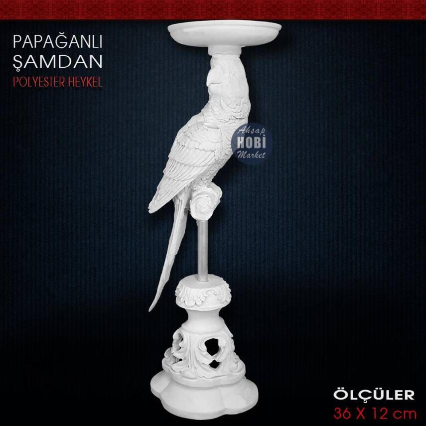 Papağanlı Şamdan Mumluk (36x12 cm) Ham Polyester - 4