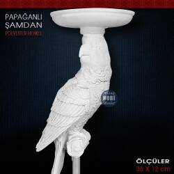 Papağanlı Şamdan Mumluk (36x12 cm) Ham Polyester - 5