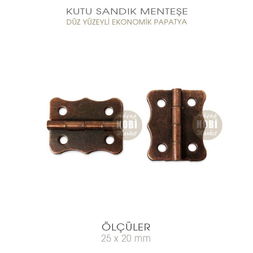 Papatya Menteşe Düz Antik Bakır Küçük (25x20 mm) - 1