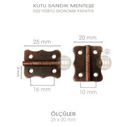 Papatya Menteşe Düz Antik Bakır Küçük (25x20 mm) - Tual Hobi Sanat (1)