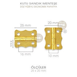 Papatya Menteşe Düz Parlak Gold Küçük (25x20 mm) Ekonomik - Tual Hobi Sanat (1)