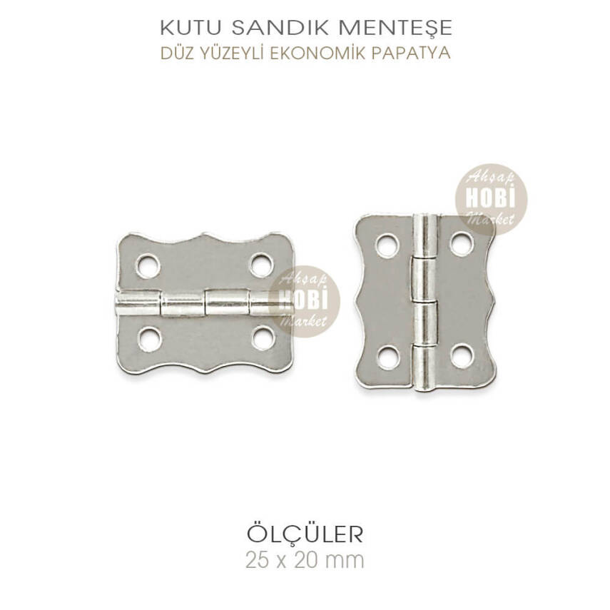 Papatya Menteşe Düz Parlak Gümüş Küçük (25x20 mm) Ekonomik - 1