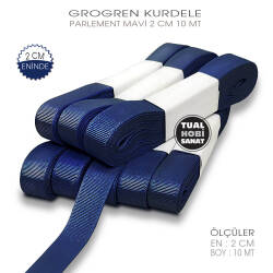Parlement Mavi Grogren Kurdele (Genişlik 2 cm) 10 Metre - Tual Hobi Sanat
