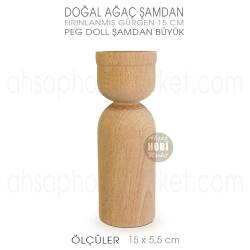 Peg Doll Şamdan Mumluk Büyük Boy (15X5,5 cm) Doğal Ağaç - Tual Hobi Craft İst