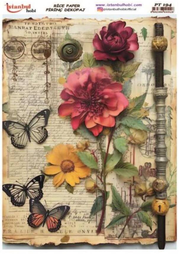 Pembe Çiçek Desenli Pirinç Dekopaj Model : PT 00194 - 1