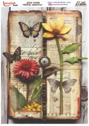 Pembe Çiçek Desenli Pirinç Dekopaj Model : PT 00196 - Tual Hobi Craft İst