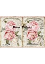 Pembe Gül Desenli Pirinç Dekopaj Model : 1832 - Line Art