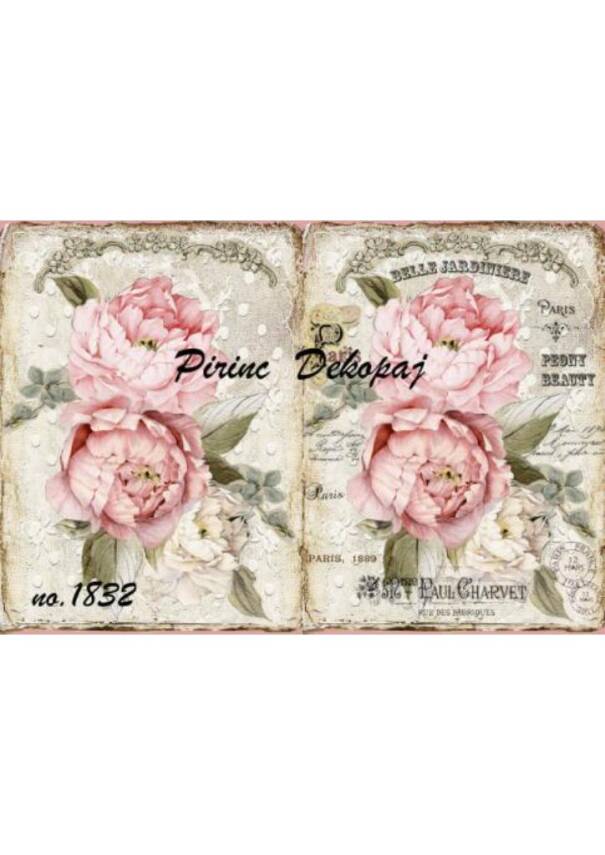 Pembe Gül Desenli Pirinç Dekopaj Model : 1832 - 1