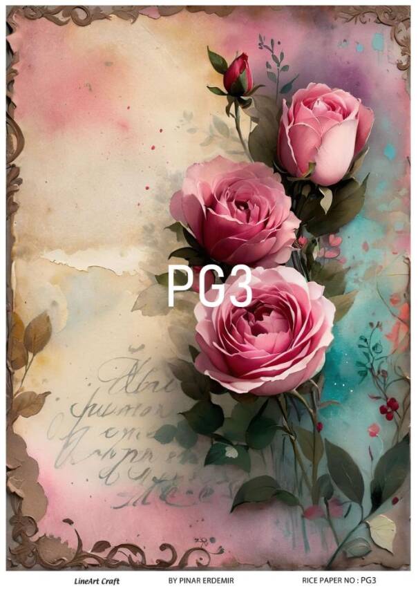 Pembe Gül Desenli Pirinç Dekopaj Model : PG003 - 1