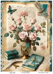 Pembe Gül Desenli Pirinç Dekopaj Model : PO009 - Line Art