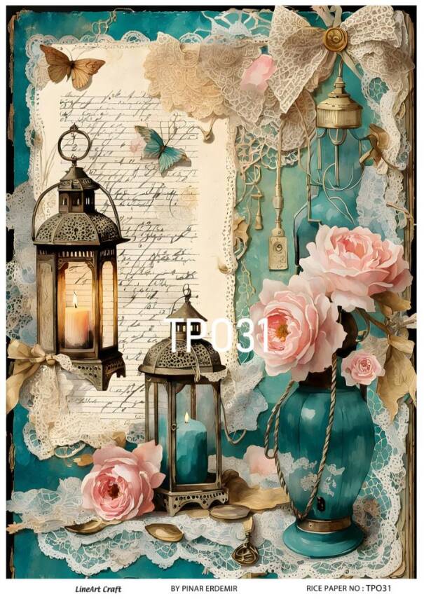 Pembe Gül Desenli Pirinç Dekopaj Model : PO031 - 1