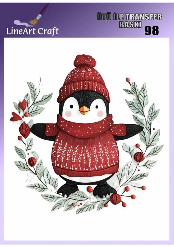 Penguen Desenli Kumaş Transfer Kağıdı LNT-K098 (20x20 cm) - 1