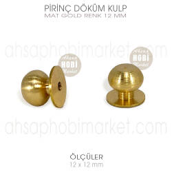 Pirinç Metal Top Düğme Kulp Mat Gold (12x12 mm) - Tual Hobi Sanat