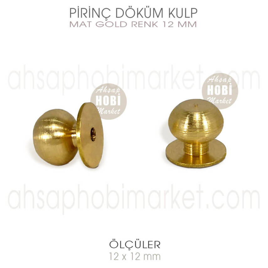 Pirinç Metal Top Düğme Kulp Mat Gold (12x12 mm) - 1