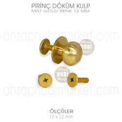 Pirinç Metal Top Düğme Kulp Mat Gold (12x12 mm) - Tual Hobi Sanat (1)