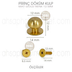 Pirinç Metal Top Düğme Kulp Mat Gold (12x12 mm) - 3