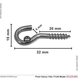 Piton Kanca Vida 17X40 Model (32x15 mm) 10 Adet - Tual Hobi Sanat (1)
