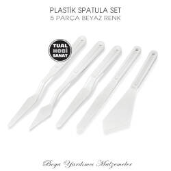 Plastik Spatula Seti Beyaz 5 Parça - Tual Hobi Sanat