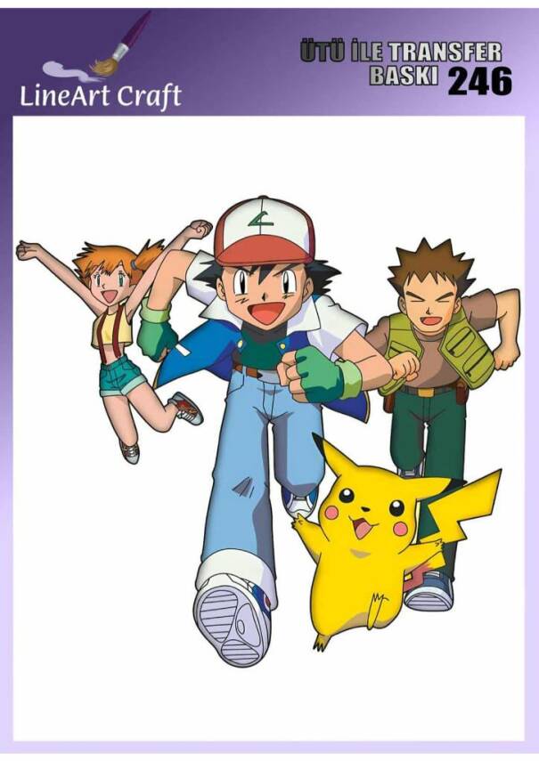 Pokemon Desenli Kumaş Transfer Kağıdı LNT-K246 (20x20 cm) - 1