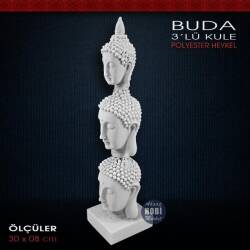 Polyester 3'lü Buda Kule Heykeli (30x8cm) - Tual Hobi Sanat (1)