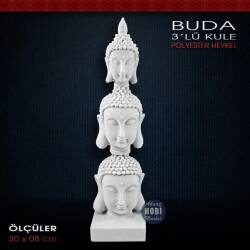 Polyester 3'lü Buda Kule Heykeli (30x8cm) - Tual Hobi Sanat