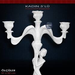 Polyester 3'lü Kadın Dev Şamdan (51x32cm) - Tual Hobi Sanat (1)