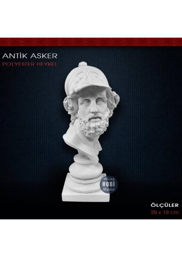 Polyester Antik Asker Heykel Biblo (20x10cm) - 1