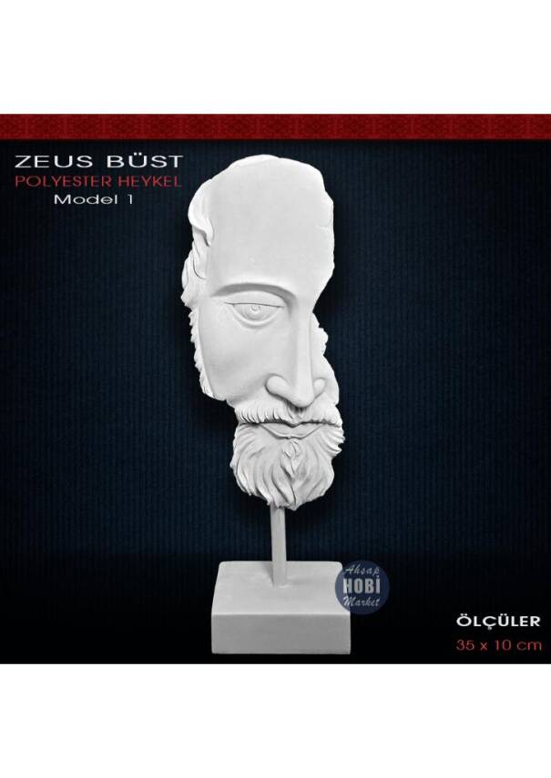 Polyester Antik Zeus Heykeli Model 1 (35x10cm) - 1