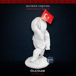 Polyester Bayraklı Astronot Biblo (17x9cm) - 3