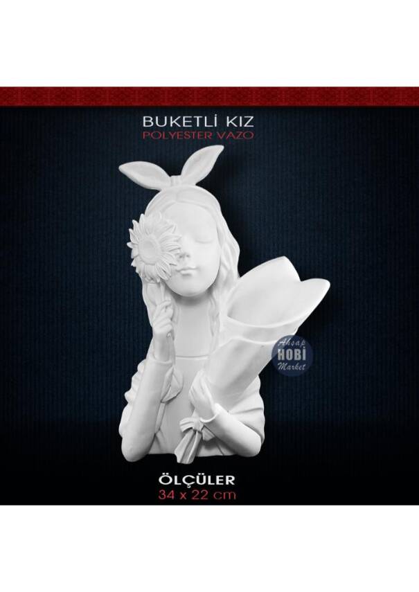 Polyester Buketli Kız Vazo **YENİ MODEL (34x22cm) - 1