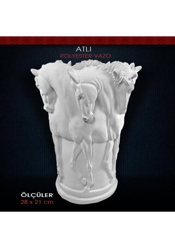Polyester Büyük Atlı Vazo (28x21cm) - 1